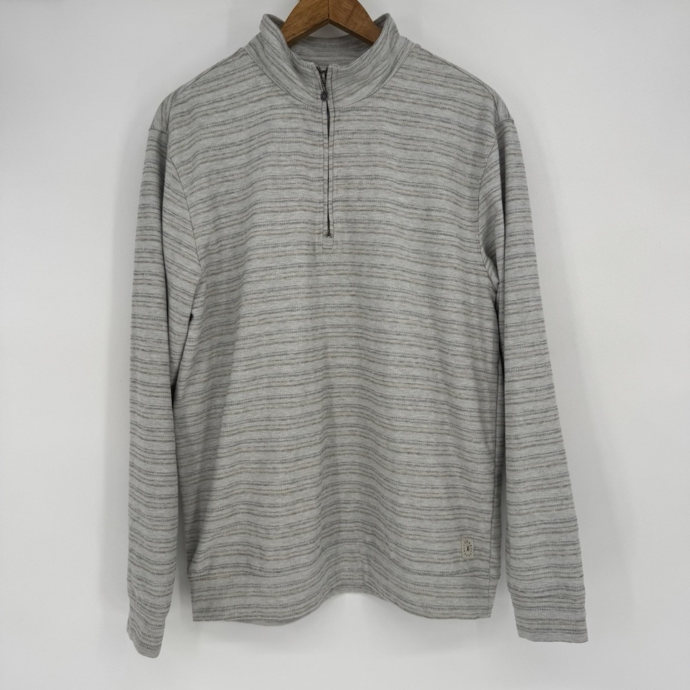Linksoul Pullover Mens Large Heather Gray Striped Long Sleeve‎ Quarter Zip Golf